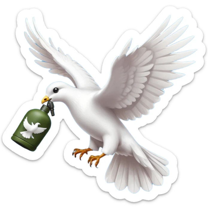 a flying dove carrying a grenade in its feet, inspired by the Hollywood Undead logo sticker