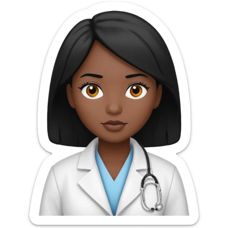 medical woman, with black hair and skin color sticker