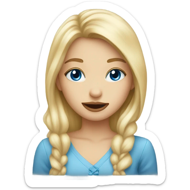 a blonde blue eyed girl sending a kiss sticker