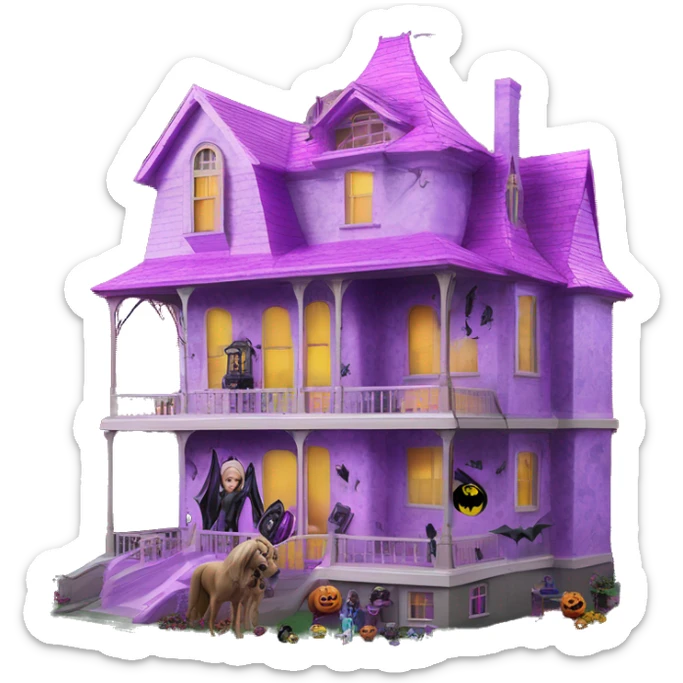 Barbie’s and Batman’s 6 story tall haunted dream house with complete wrap-around porch  sticker