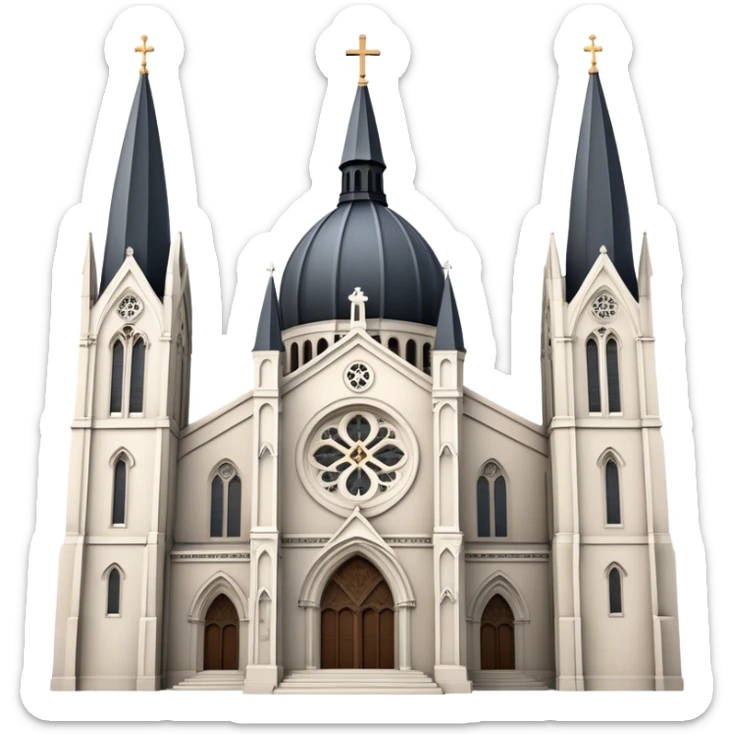 Cinematic Realistic St. Mary's Basilica Landmark Emoji, showcasing the iconic gothic church rendered with lifelike textures and soft, reverent lighting. sticker