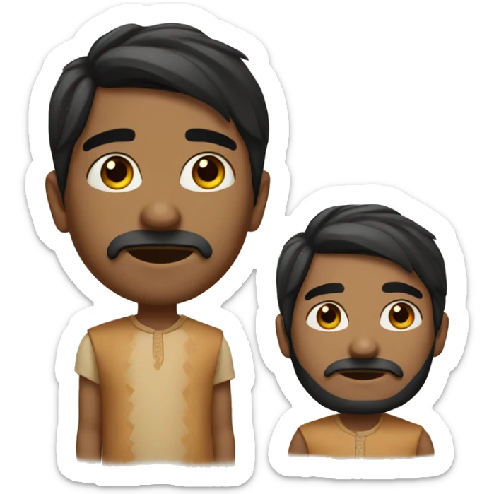Indian boy fair colour with black eyes and black hair and little beard sticker
