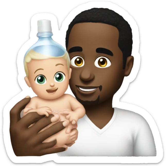 p diddy holding baby oil sticker