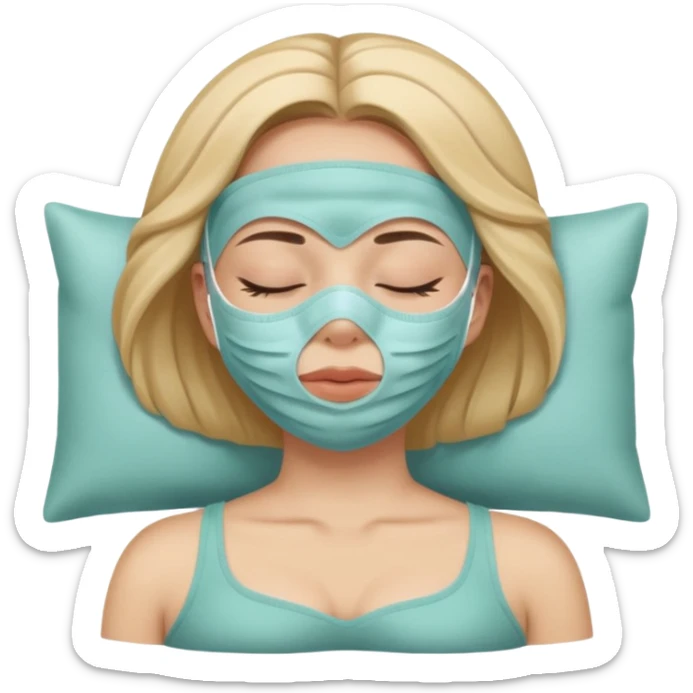 Lady with face mask spa beauty full face relaxing sticker