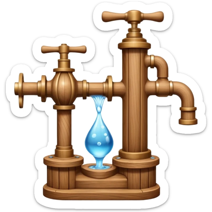 Ghibli style water pump with water pouring out of it sticker