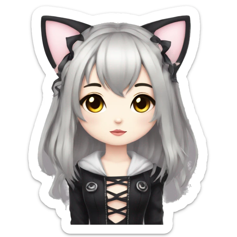 Edgy Kawaii Cute Cool Beautiful Elegant Pretty Anime Gothic Catgirl sticker