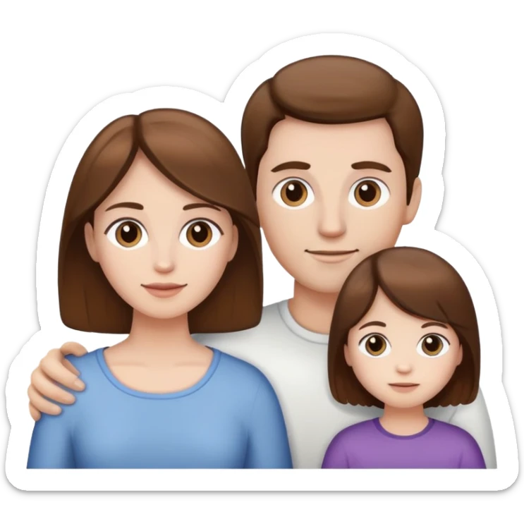 woman, man and child all brown hair and white skin sticker