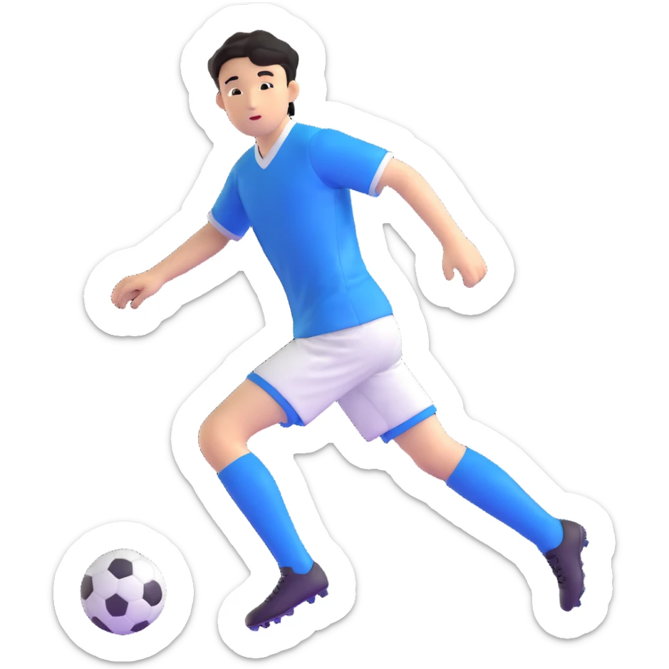 Japanese male high school student playing soccer in sports uniform sticker