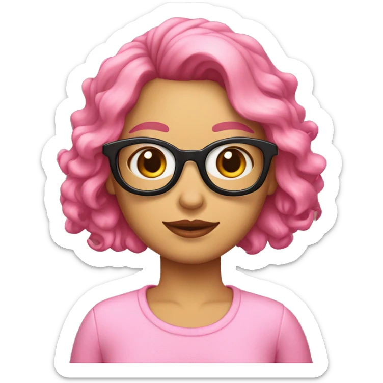 uma mulher loira cabelo curto, camisa rosa de oculos e cara de julgamento sticker