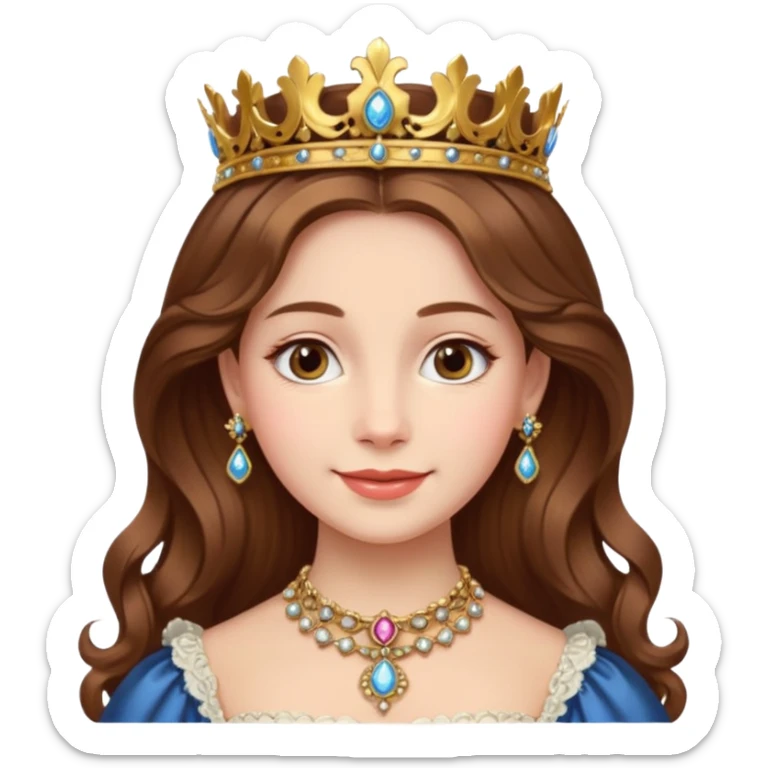 A younger Victorian queen with rosy cheeks, ornate jewelry, and gentle smile.
 sticker