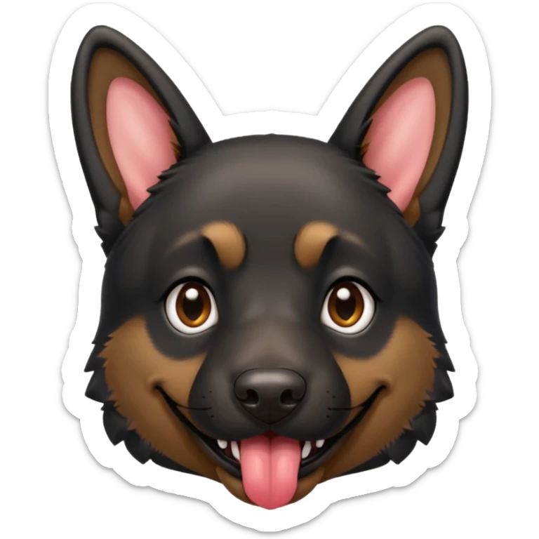 cartoon style dark German Shepherd dog withlonger tongue hanging out  sticker
