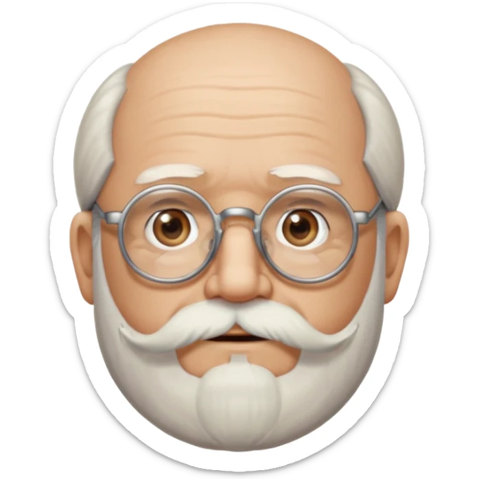 An old man with a beard and glasses and a little bit of hair on top named phillis sticker