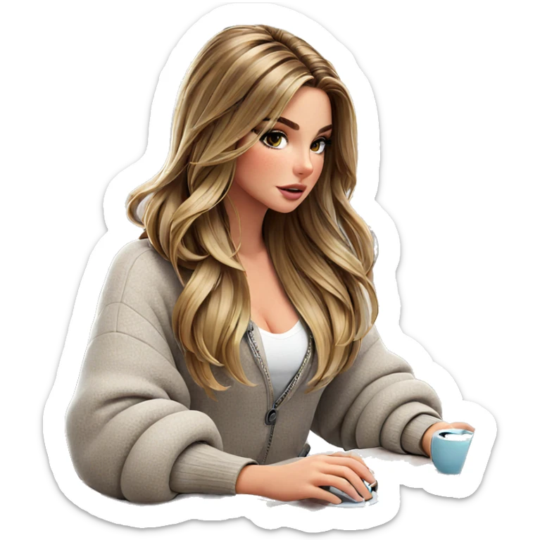 cozy indoor girl with coffee sticker