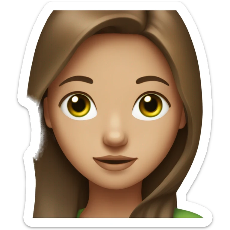green-eyed girl with long brown hair sticker