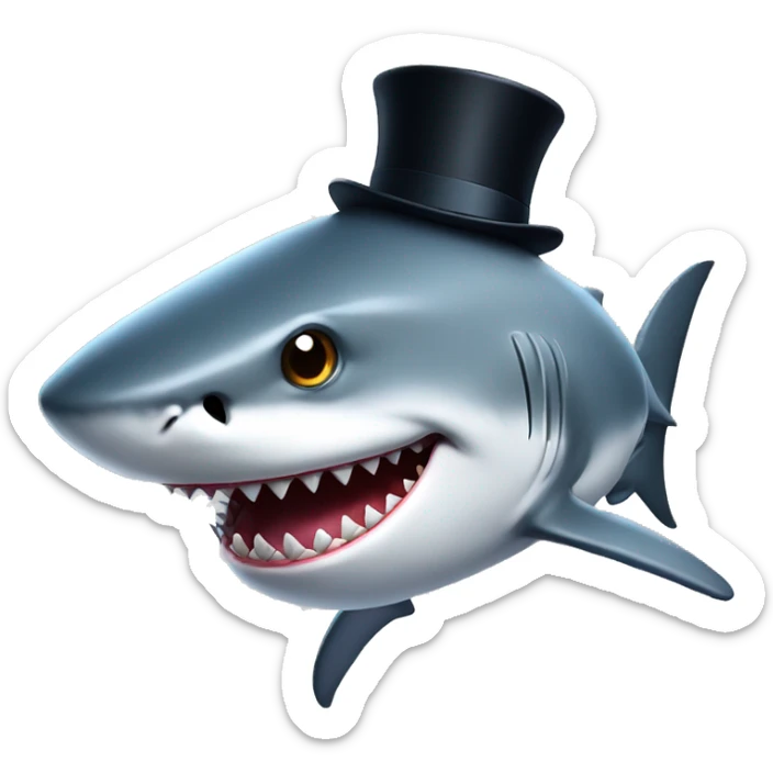 Shark with a top hat sticker