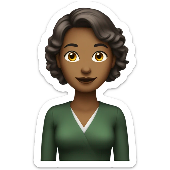 femme de 45 ans, coupe carré, cheveux noirs, yeux marrons/verts sticker
