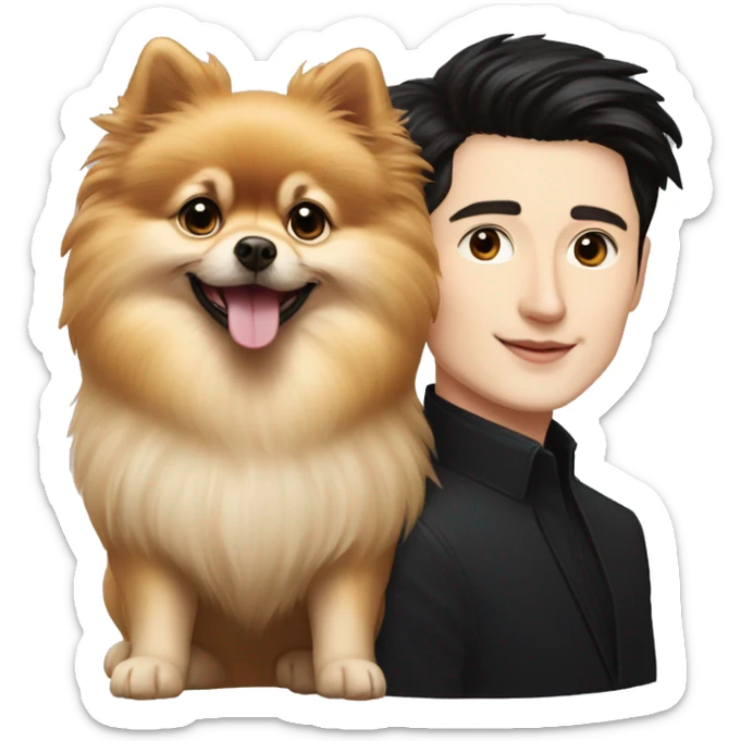 Pavel Durov and long hair Pomeranian dog, heart sticker