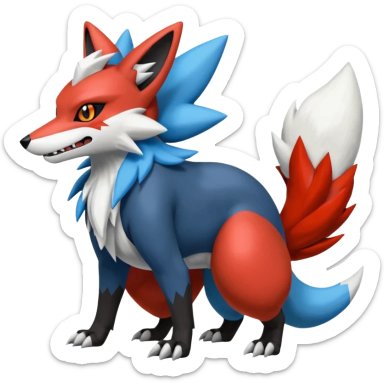 Lucario-Zoroark-Zangoose-Zeraora-Fakémon-hybrid-creature (full body)  sticker