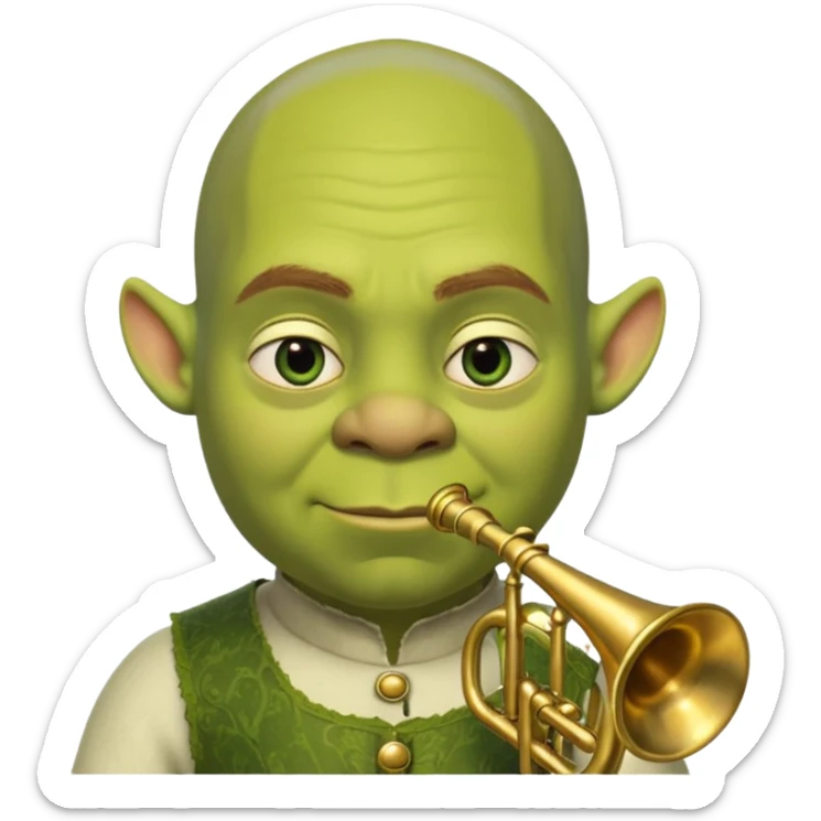 shrek sans cheveux et deux petites oreilles en trompettes une sur chaque cote de son crane sticker