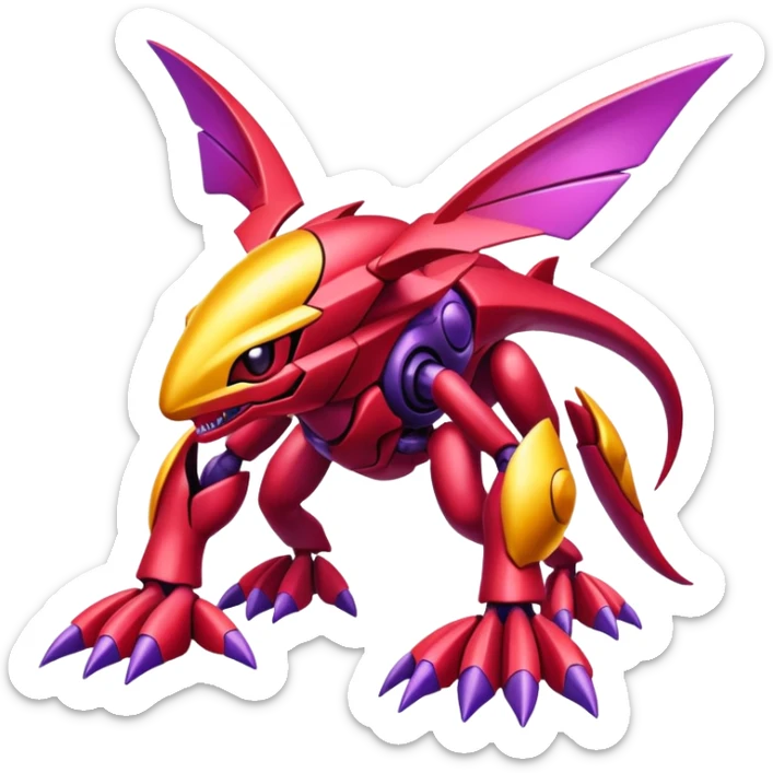 Shiny Exotic Colorful epic Gabito-Genesect-Miraidon-Koraidon-Fakémon-hybrid-creature (full body)  sticker