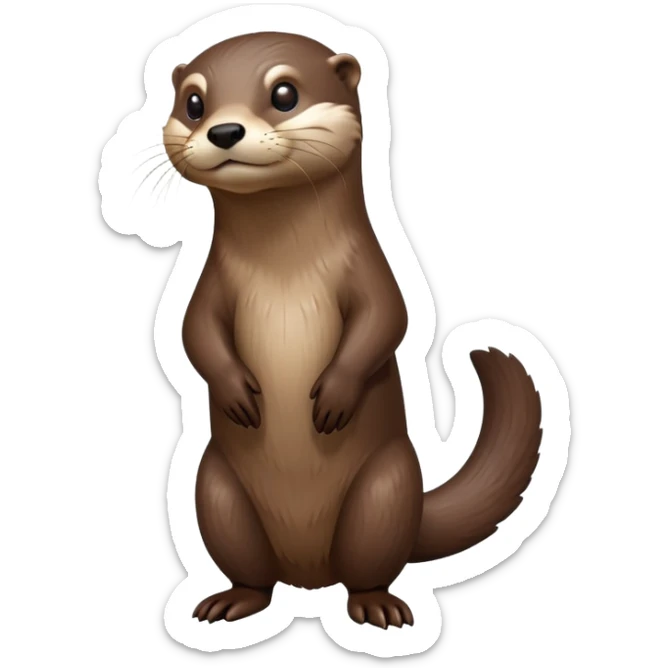 cinematic-noble [otter]-realistic-full-body-standing-emoji,-tail-tucked-close,-head-tilted-dramatically,-sleek-[brown]-fur,-simplified-yet-realistic-focused-features,-highly-detailed,-glowing-with-an-almost-sarcastic-glow  expressive eyes sticker