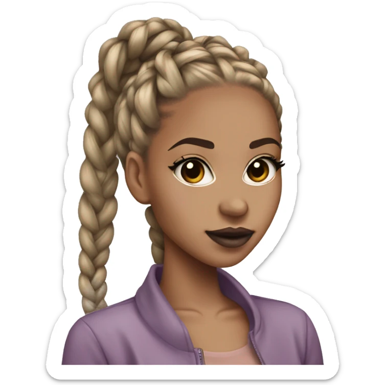 Lightskin black girl with dirty blonde box braids and mauve lips  sticker