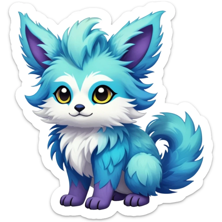 cute Kawaii edgy ethereal fantasy animal fursona Fionbri creature by griffsnuff & LiLaiRa & Falvie with exotic colors full body sticker