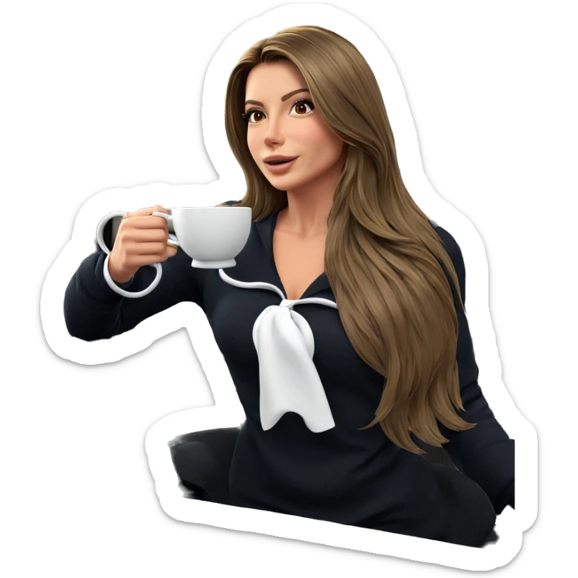 girl sipping tea by window sticker