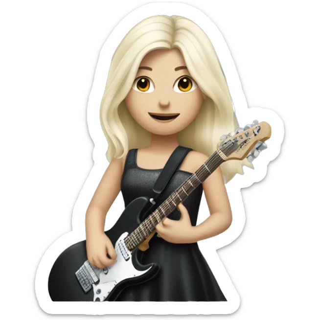 a pretty white blonde hair girl playing a black electric guitar sticker