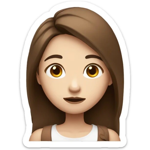 girl shrugging with long brown hair and white skin shrugging sticker