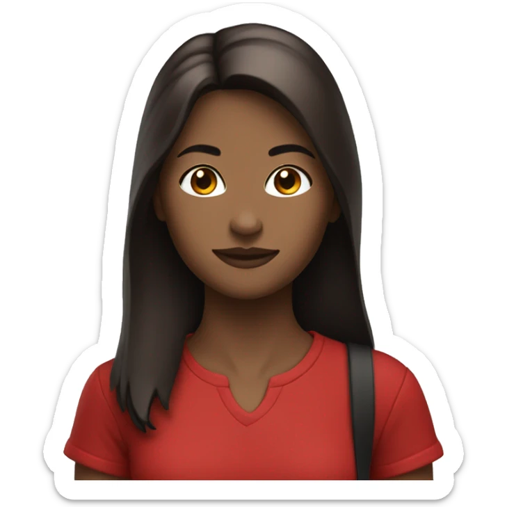 A bronze girl with a dark brown hair in red top and black pants walking sticker