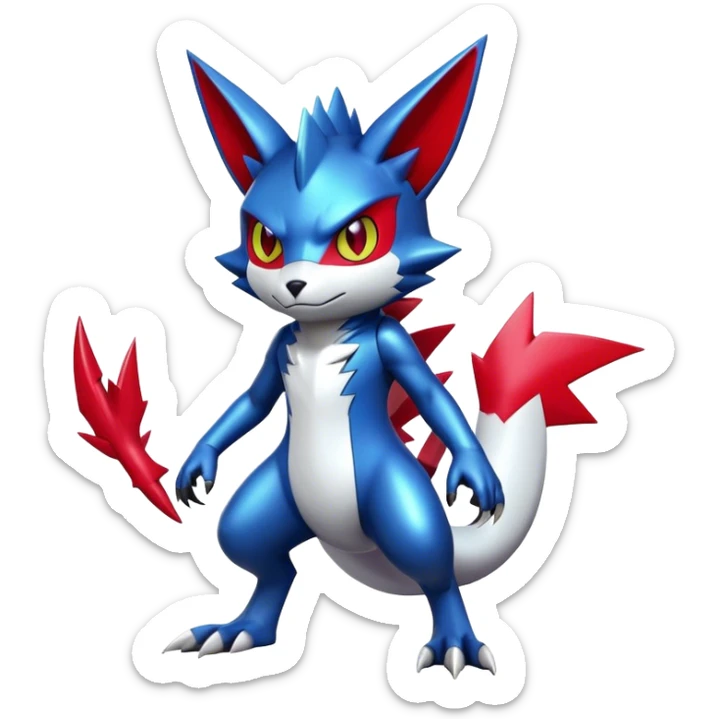 Cool Edgy Badass Shiny Futuristic Digimon-Sneasel-Zangoose-hybrid full body sticker