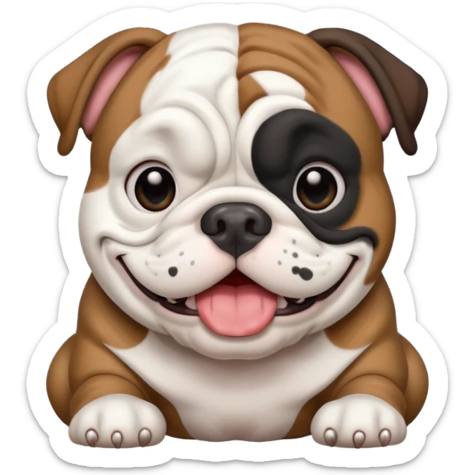 Black and white happy boy English bulldog with a big smile sticker