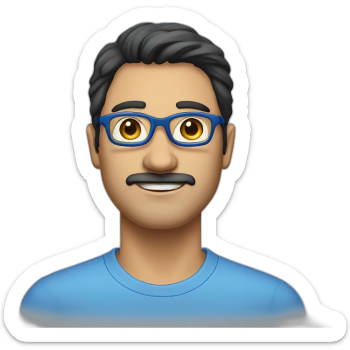 white-40-year-old-man-with-black-hair-parted-in-the-middle-blue-glasses-and-no-beard. sticker