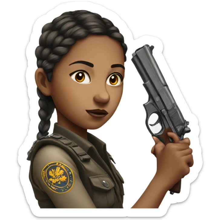 realistic portrait of girl with pistol sticker