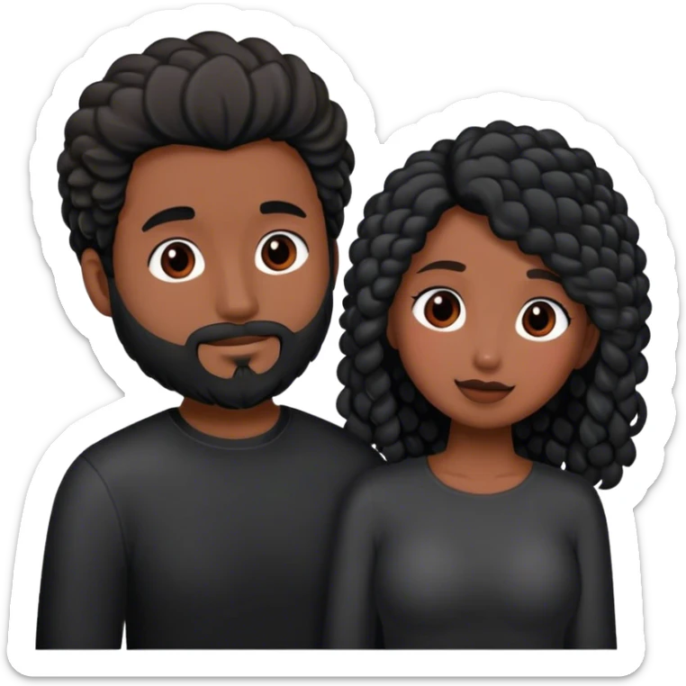 Pareja de hombre de pelo castaño y mujer de pelo negro enamorados  sticker