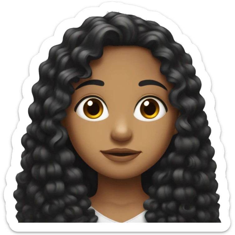 beautiful girl black, Puerto Rican, and Mexican girl with long black curly hair looking over her shoulder  sticker