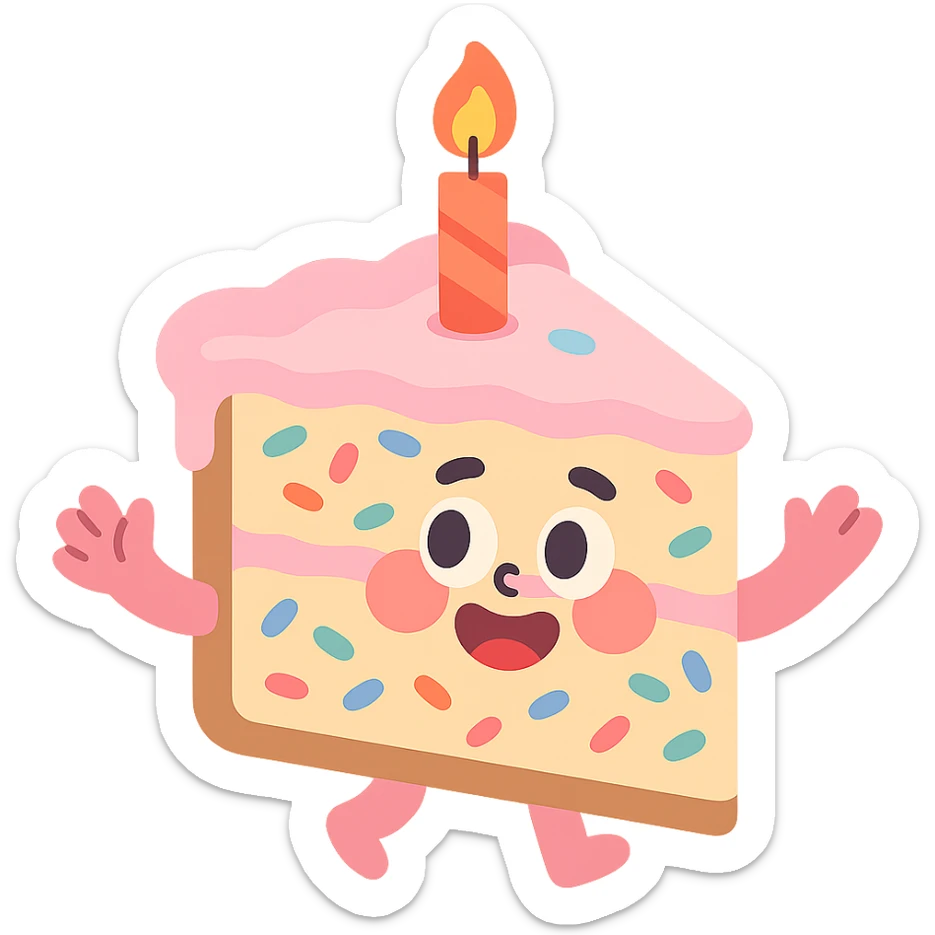 slice of funfetti birthday cake sticker