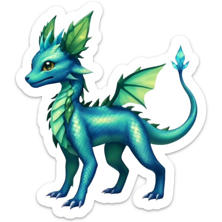 Shiny ethereal elemental swampy Salandit-Leafeon-Vaporeon-hybrid-fusion (full body) sticker