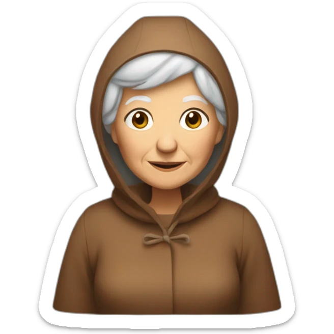 Old woman with brown clothing wearing bonnet and a lantern in her hand sticker
