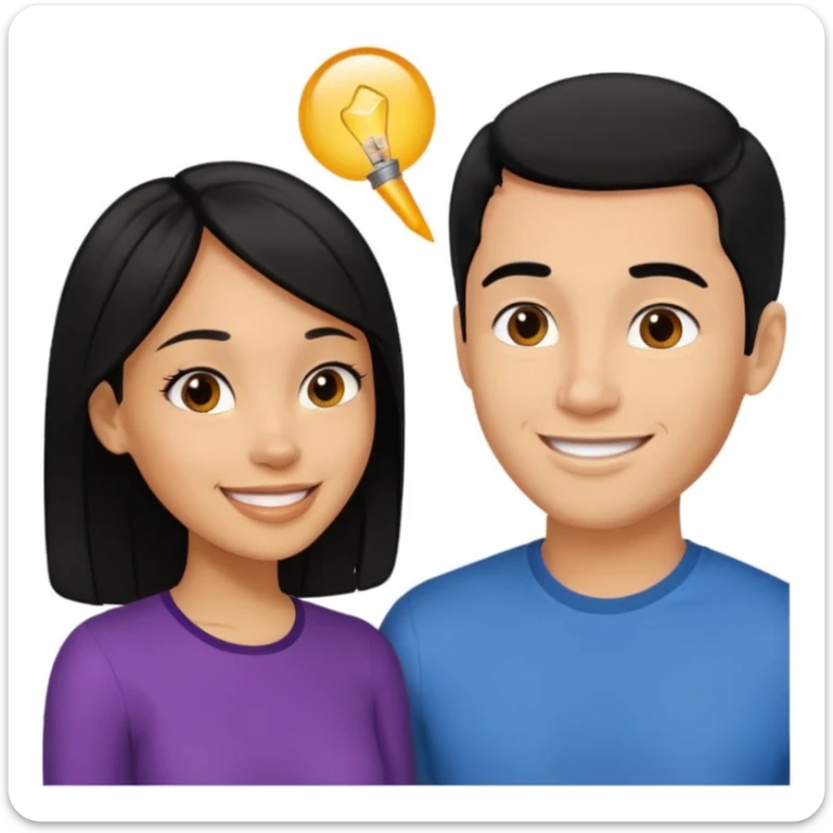 light skin black hair woman talking with a light skin black hair man, we're face to face and happy sticker