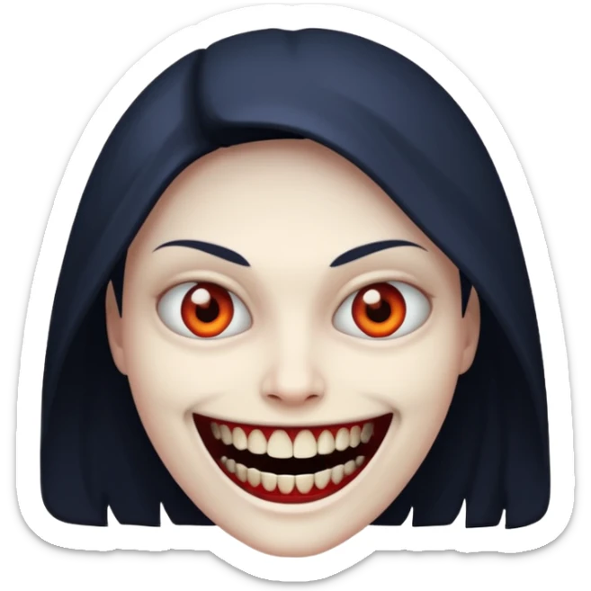 A emoji in which there is a deadly smile like toji from jujutsu kaisen and he is looking towards me scary way sticker