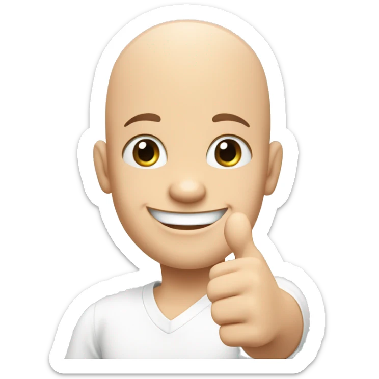 happy bald boy blue-eyed giving thumbs-up no white shirt, just the face and hand sticker