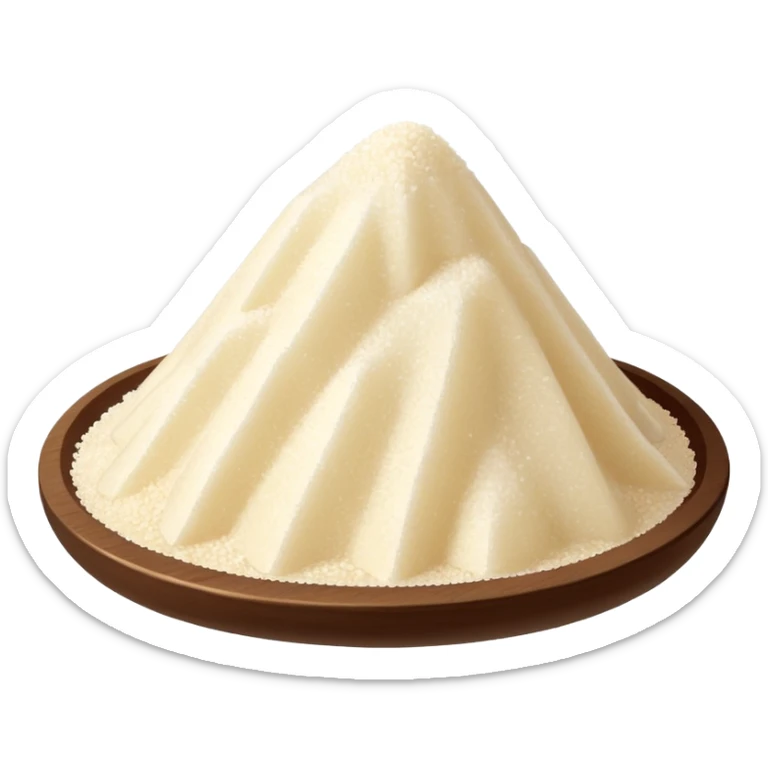 mound of vanilla sugar, light beige to off-white, fine and dry, visible dark vanilla specks, uneven surface, some granules at base, 3D clean style, no faces or extras, transparent background sticker