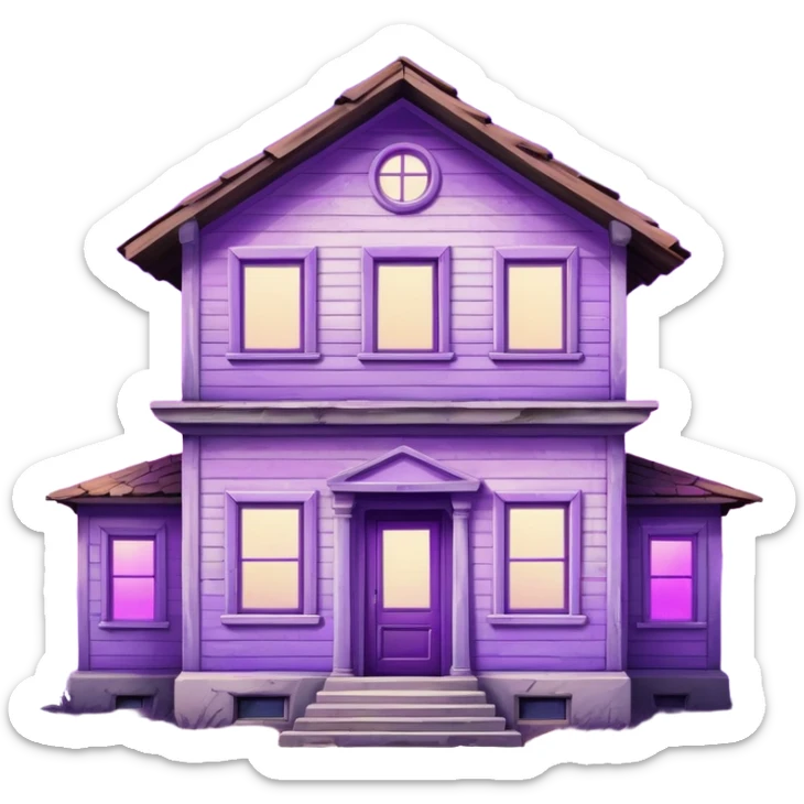 a paneled house from the USSR with a purple light in one of the windows. sticker