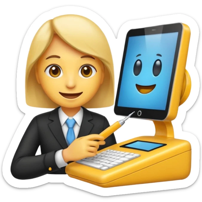 hazme un emoji que le este ayudando a una empresa a dejar de perder tiempo en tareas repetitivas y empezar a centrarse en lo que realmente importa: crecer. sticker