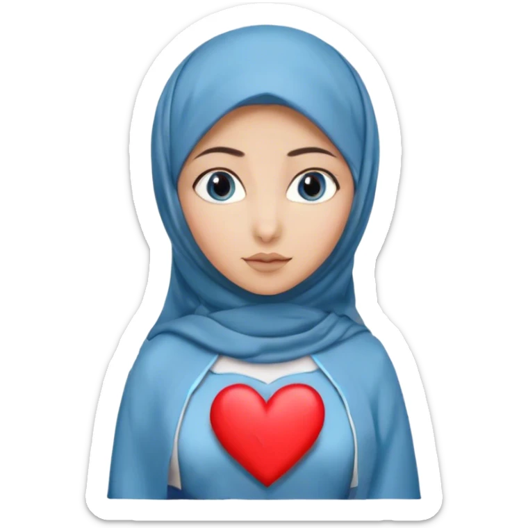 Turkish beautiful finish Konya girl blue eyes with hijab and long tail heart design dress sticker