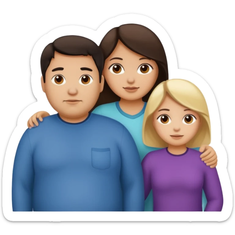 Familia de 4 personas : Hombre gordito,pelo oscuro, Mujer pelo cafe, hija 1 pelo mono , hija 2 pelo oscuro. sticker