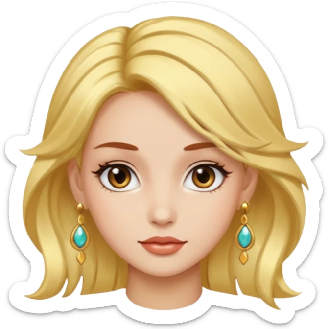 very pretty candy shop girl face with unique color hair and earrings sticker