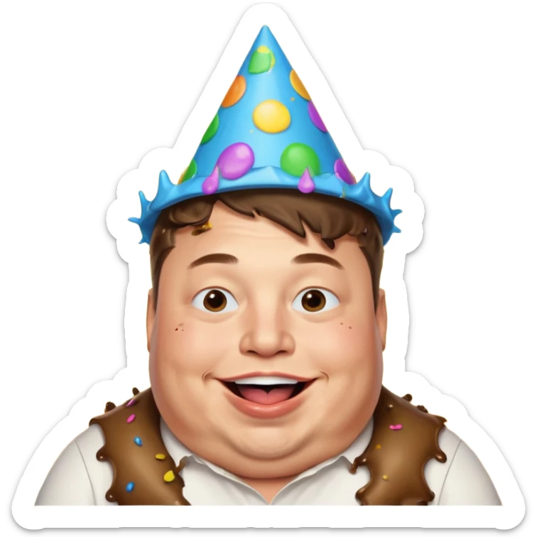 overweight elon musk partying with poop all over his mouth sticker